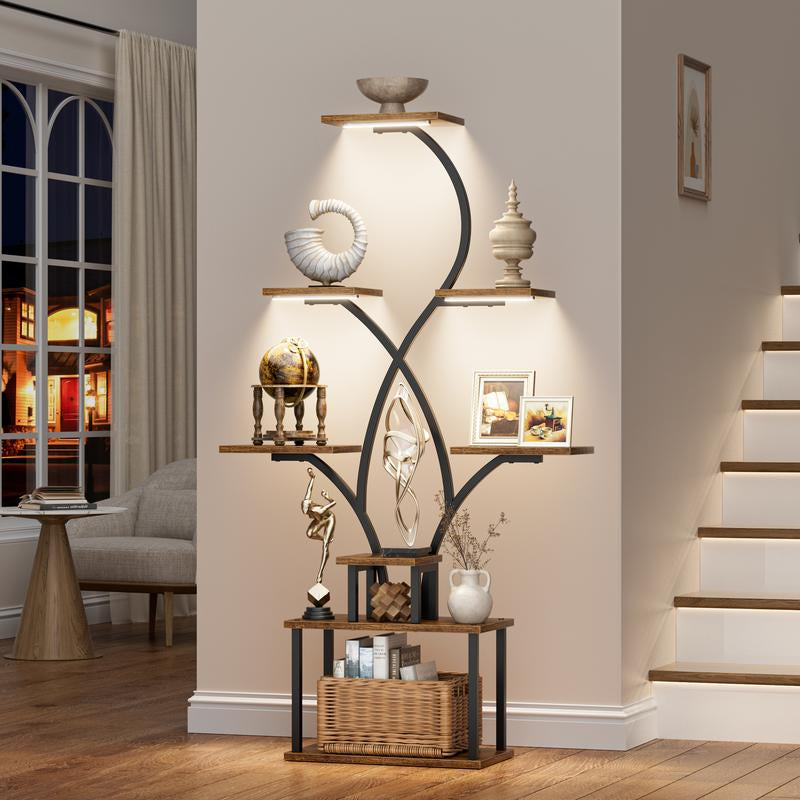 Minimalist 8-Tier Corner Storage Rack with LED Lights