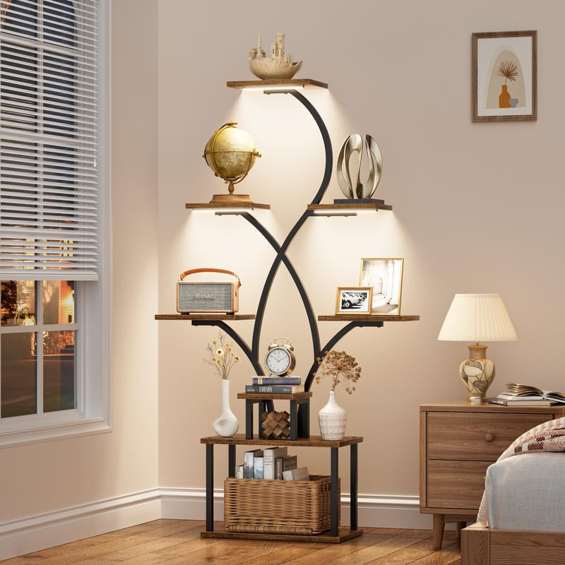 Minimalist 8-Tier Corner Storage Rack with LED Lights