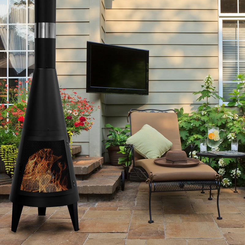Modern Mesh Chiminea Deck Fireplace