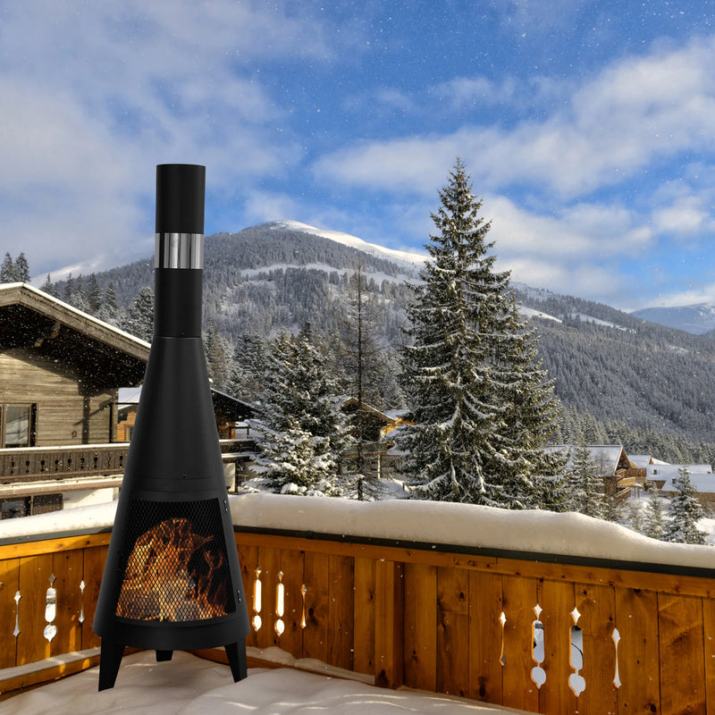 Modern Mesh Chiminea Deck Fireplace