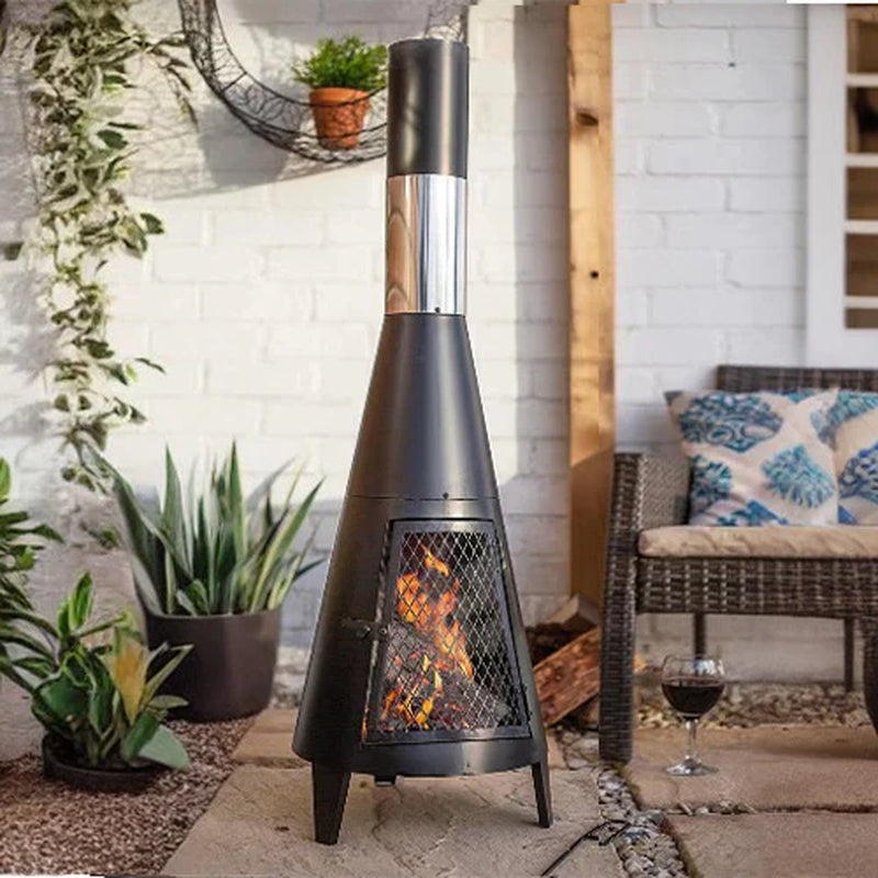 Modern Mesh Chiminea Deck Fireplace