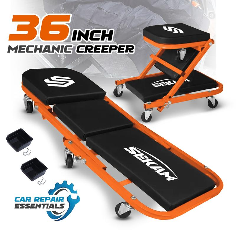 2-In-1 Rolling Creeper Seat 36" Low-Profile