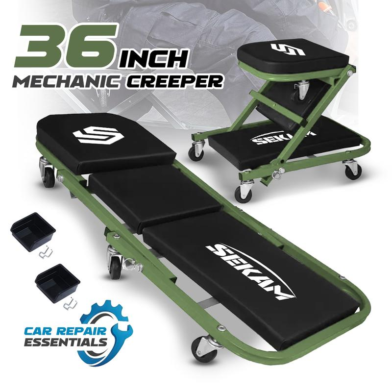 2-In-1 Rolling Creeper Seat 36" Low-Profile