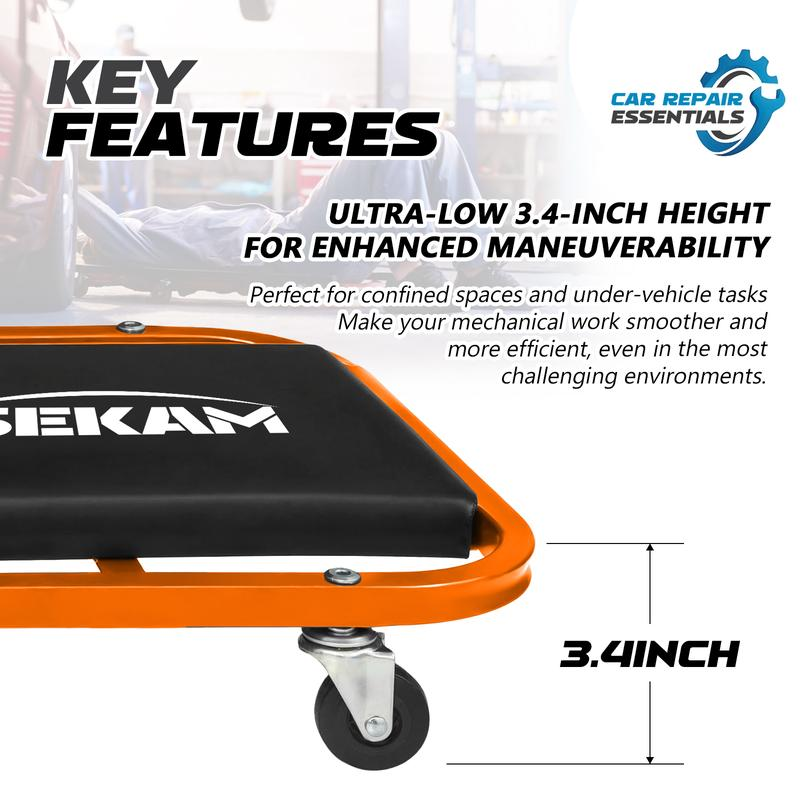 2-In-1 Rolling Creeper Seat 36" Low-Profile