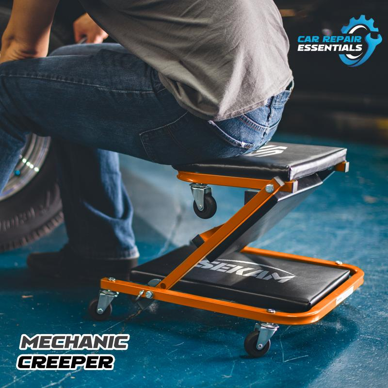2-In-1 Rolling Creeper Seat 36" Low-Profile
