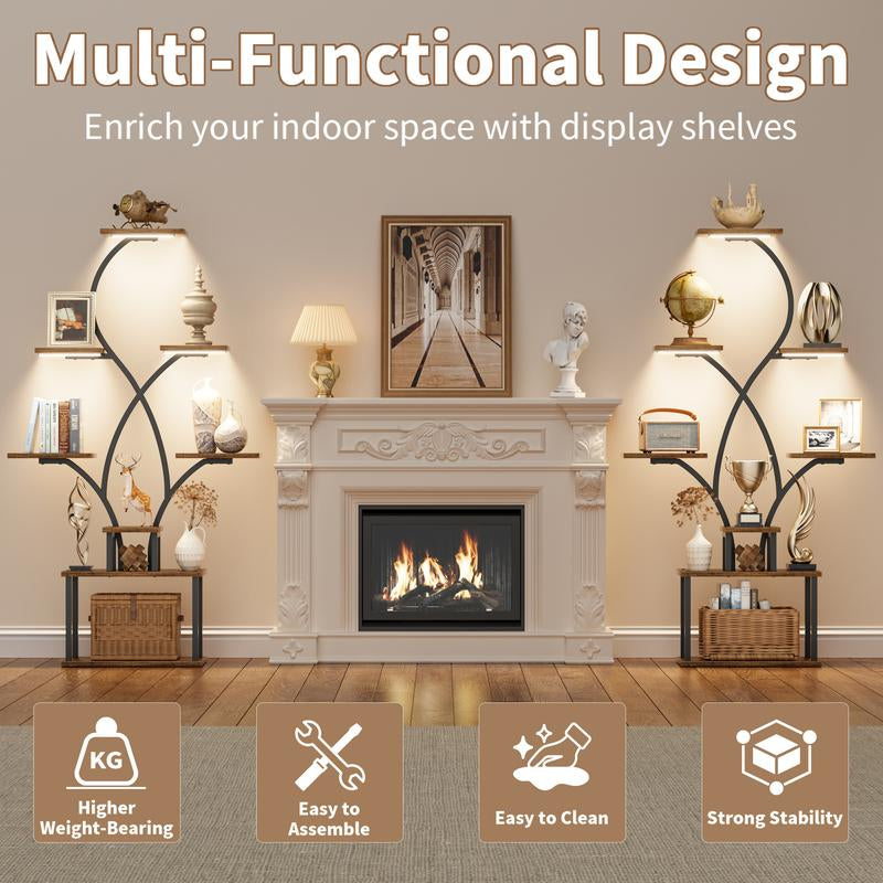 Minimalist 8-Tier Corner Storage Rack with LED Lights