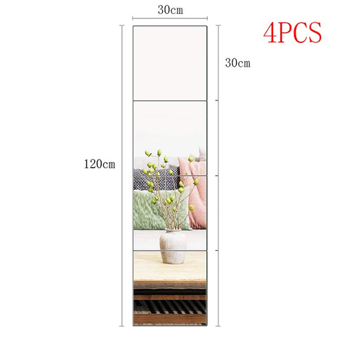 4Pcs Self-Adhesive Flexible Wall Mirror 